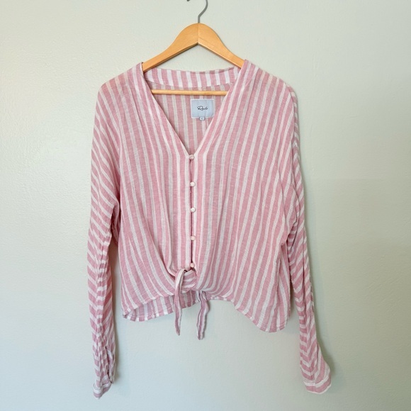 Rails Tops - Rails Sloane Striped Pink/White Linen Top‎